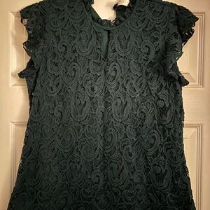 PerSeption Concept Dark Green Lace Blouse